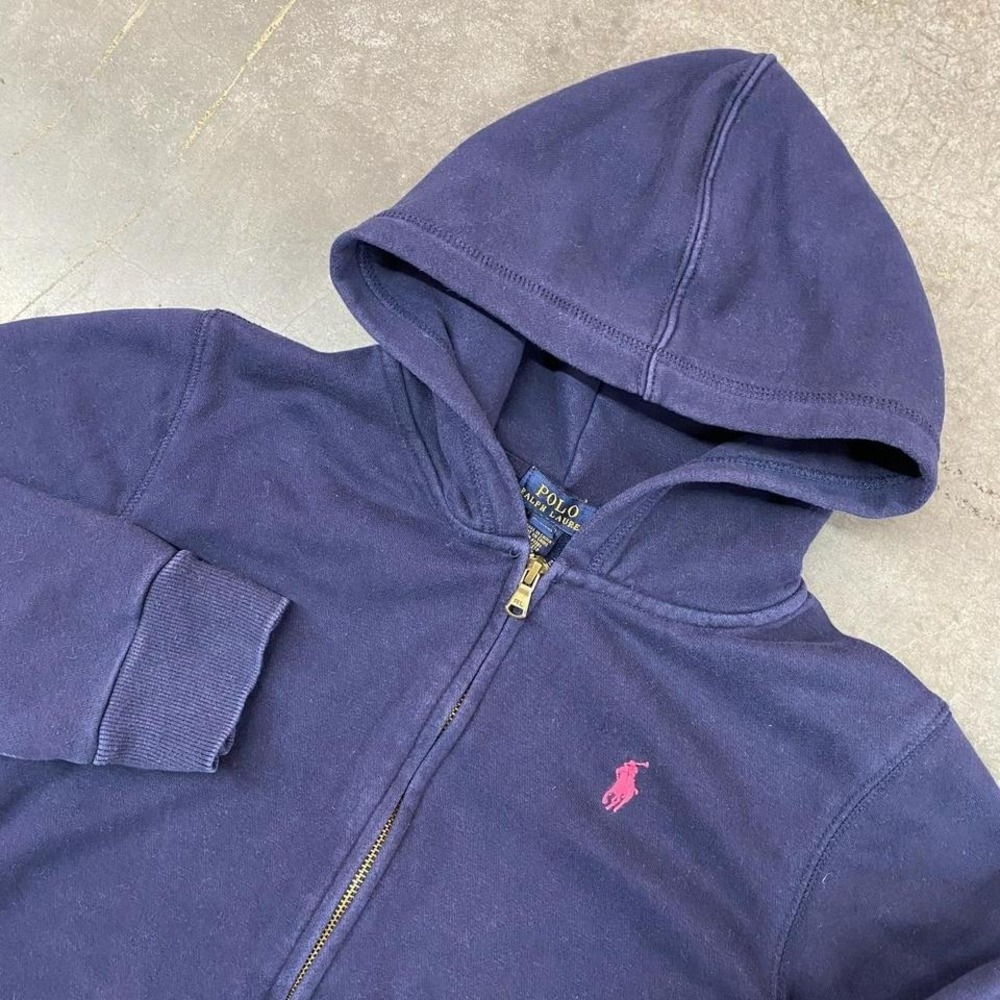 Polo Ralph Lauren Full Zip Hoodie Navy Blue Classic Fit Youth L 12–14